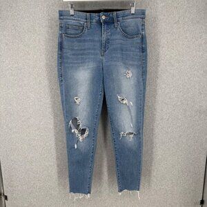 Lularoe Womens Skinny Fit Jean Size 30 Light Wash Distressed Coastal Magic Waist